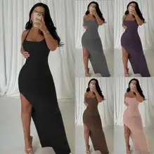 Slim Fit Backless Long Dress Grey for Women — feature 27