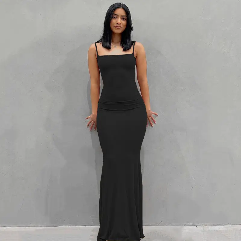 Slim Fit Backless Long Dress Grey for Women — feature 58