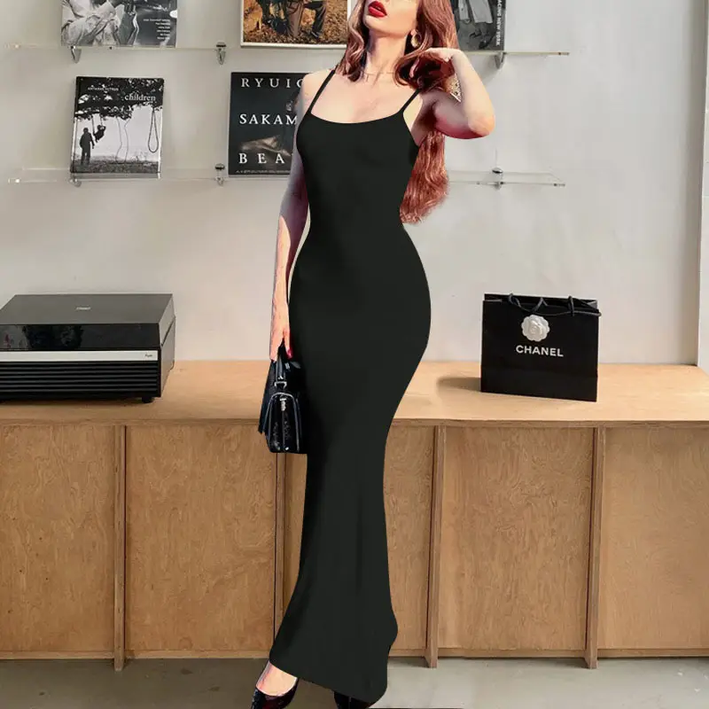 Orange Slim Fit Sling Home Dress for Women - Image 41