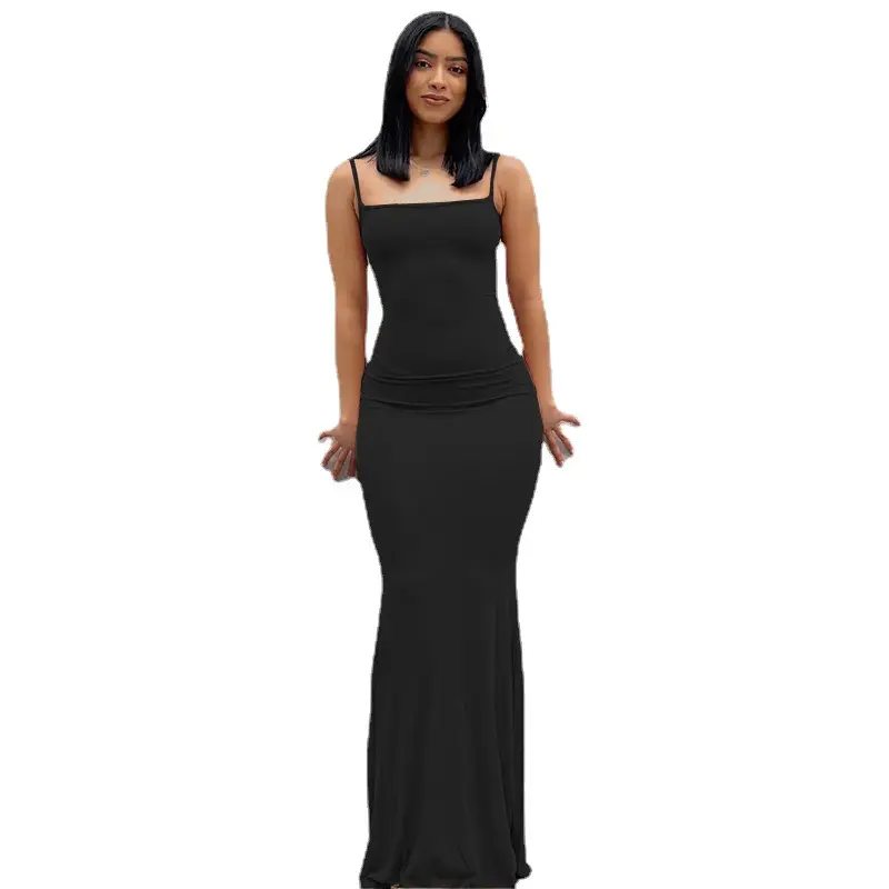 Orange Slim Fit Sling Home Dress for Women - Image 44