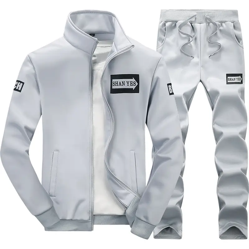 Men's Arrow Thin Grey Hooded Track Suit with Trousers - Image 4