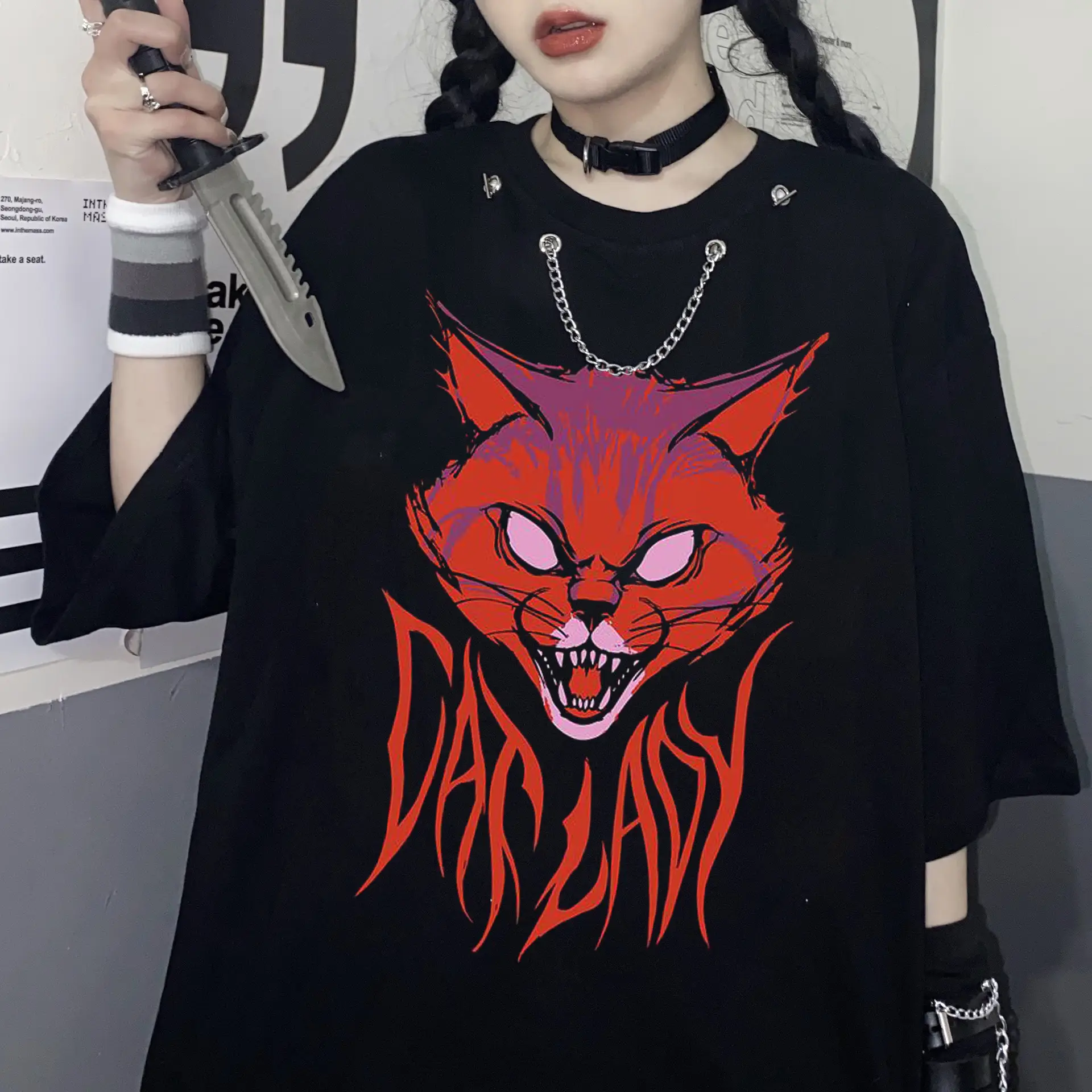 2022 Printed Cat Graphic T-Shirt for Men Women Loose Fit - Image 5