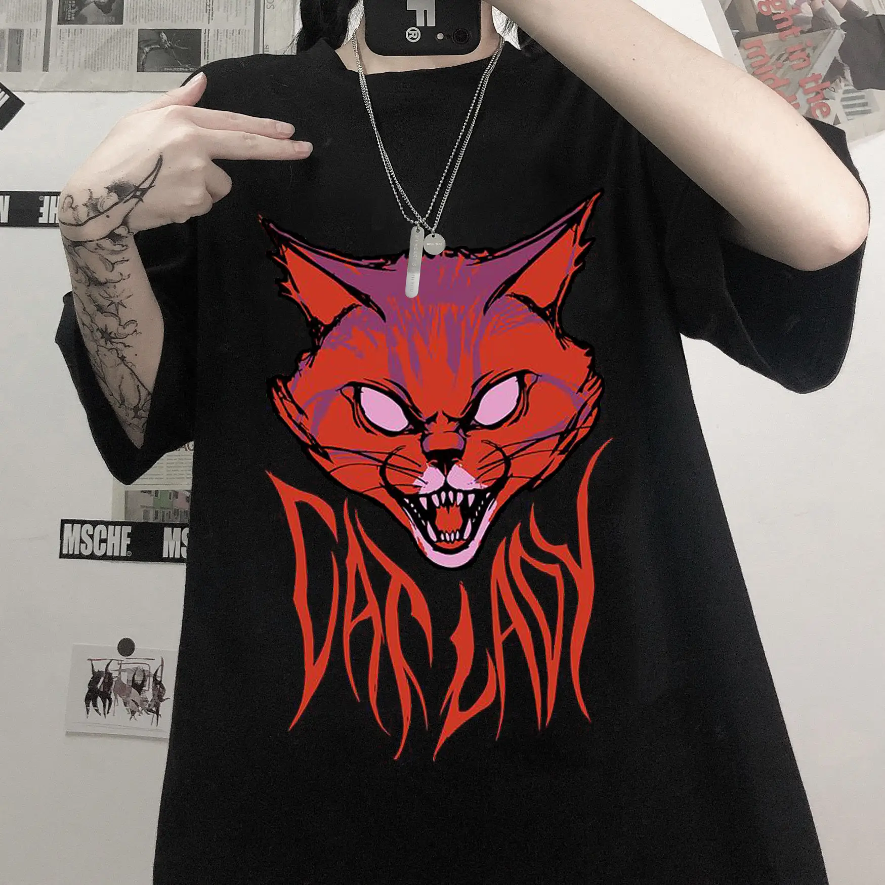 2022 Printed Cat Graphic T-Shirt for Men Women Loose Fit - Image 7
