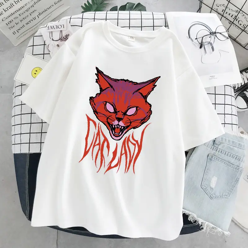 2022 Printed Cat Graphic T-Shirt for Men Women Loose Fit - Image 3