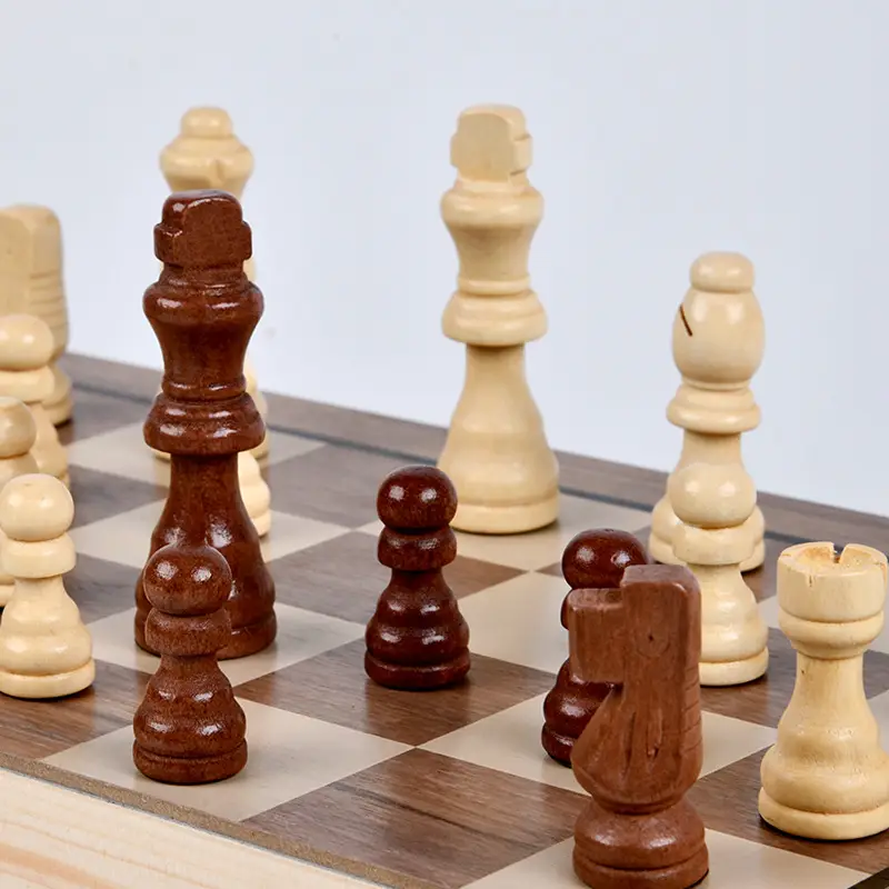 Cross-Border Wooden Chess Portable Wooden Chessboard Set Folding Quality Magnetic Chess Board Game Toy
