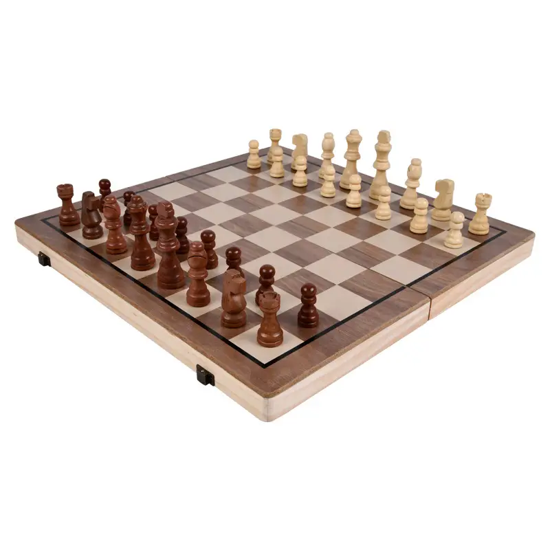 Cross-Border Wooden Chess Portable Wooden Chessboard Set Folding Quality Magnetic Chess Board Game Toy