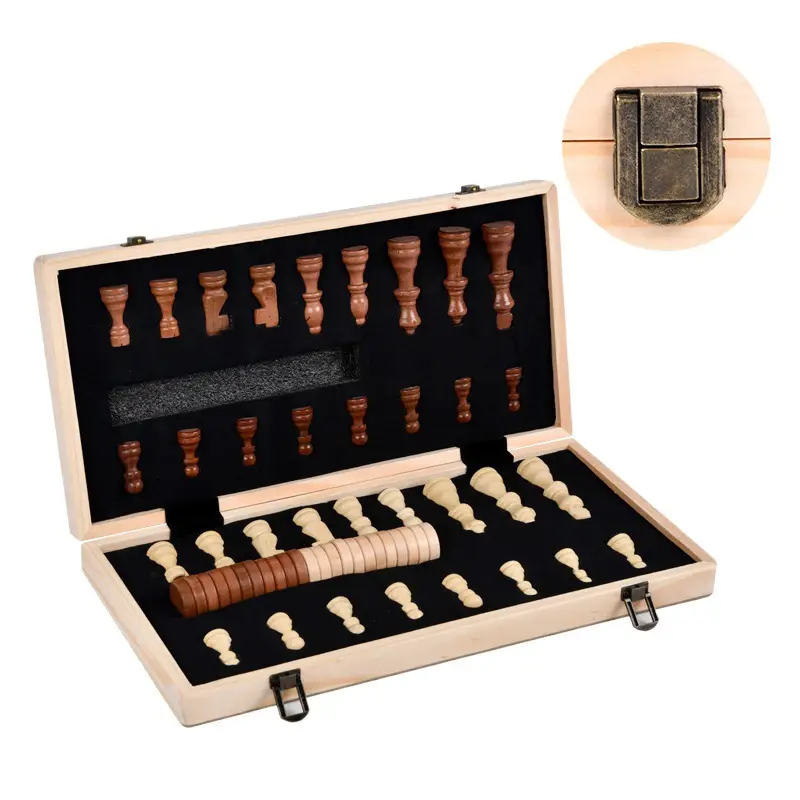 Cross-Border Wooden Chess Portable Wooden Chessboard Set Folding Quality Magnetic Chess Board Game Toy