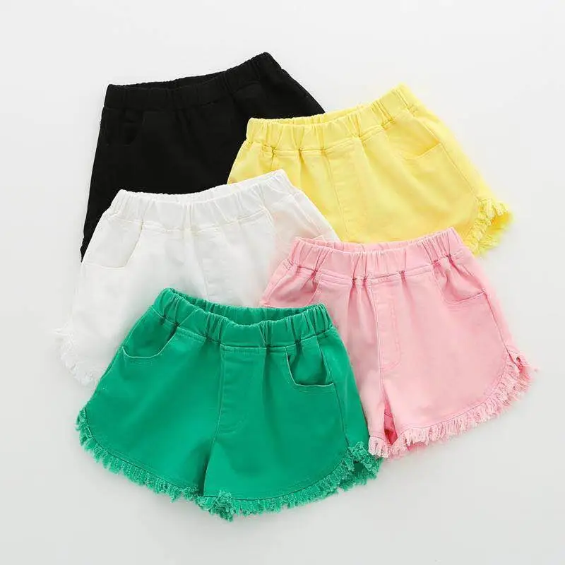 White Korean Style Fringed Shorts for Girls Medium to XL