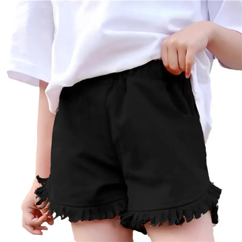 White Korean Style Fringed Shorts for Girls Medium to XL