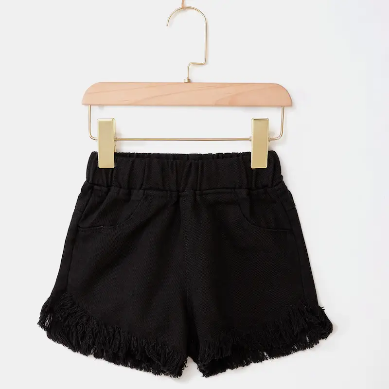 White Korean Style Fringed Shorts for Girls Medium to XL