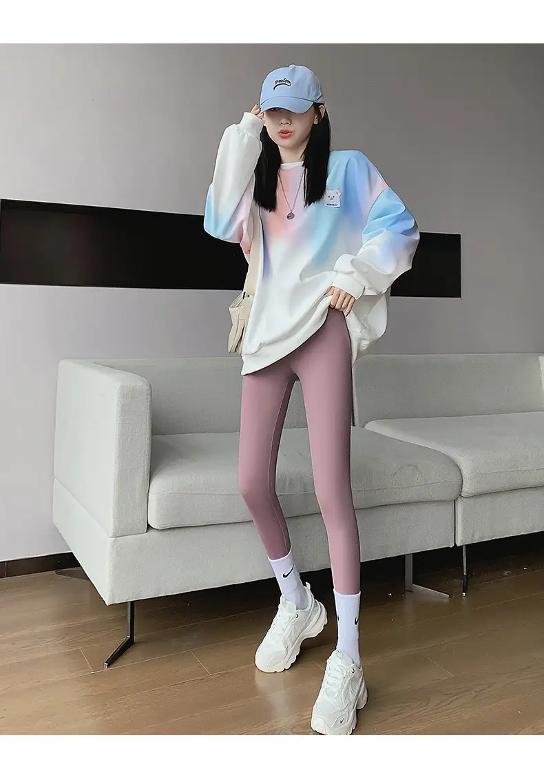 Nine Point Ice Silk Shark Pants Women Pink Slimming Yoga Pants — feature 27