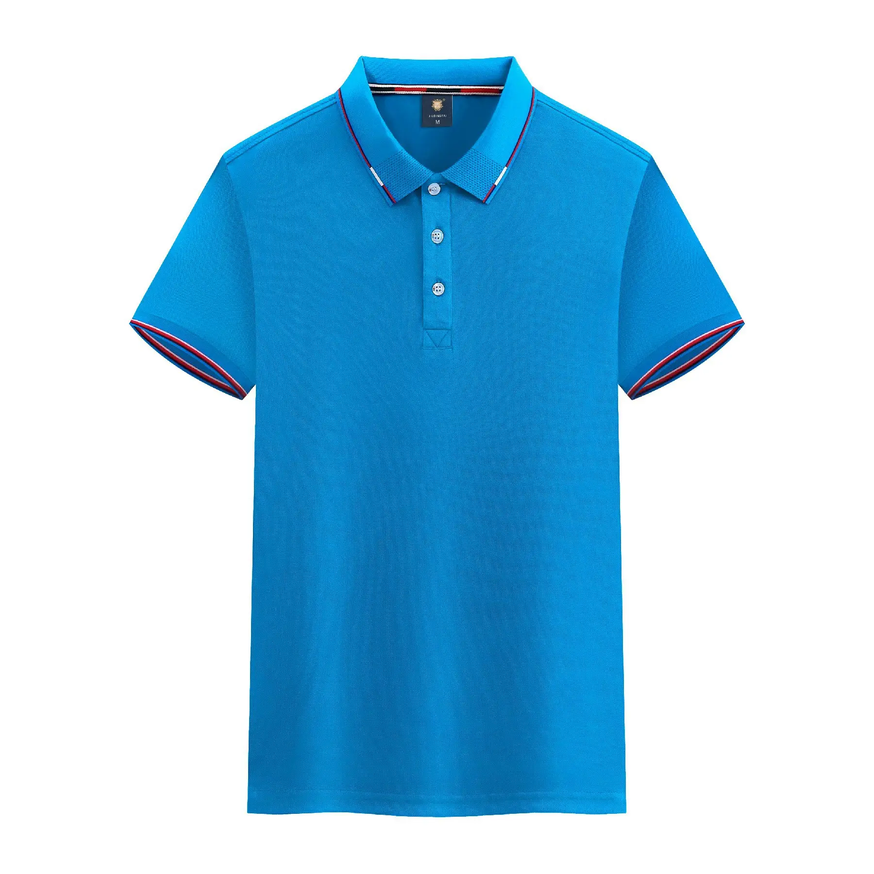 Work Blue Cotton Polo Shirt Summer Spot Print