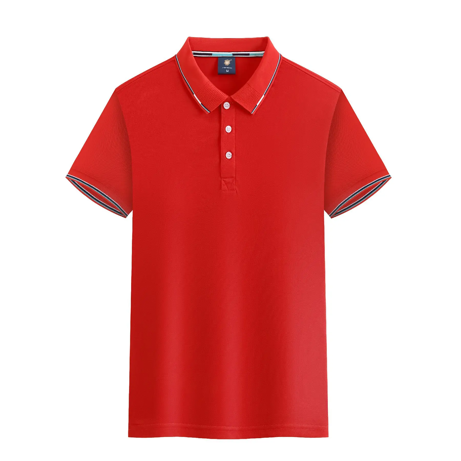 Work Blue Cotton Polo Shirt Summer Spot Print