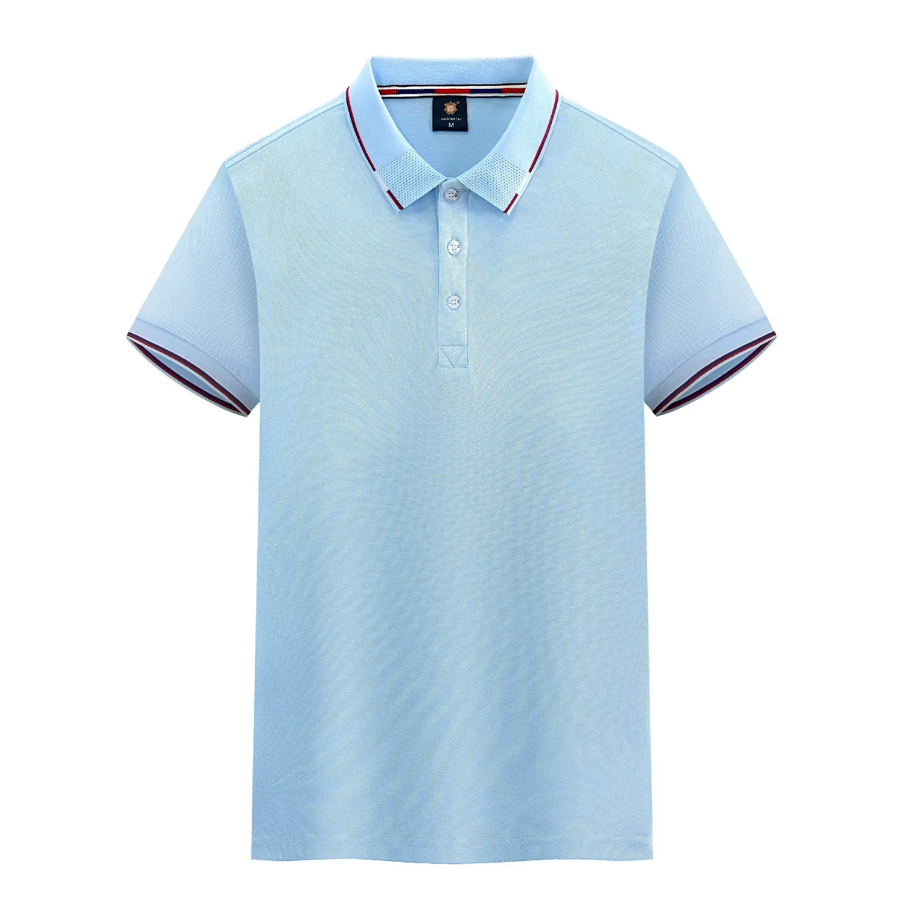 Work Blue Cotton Polo Shirt Summer Spot Print