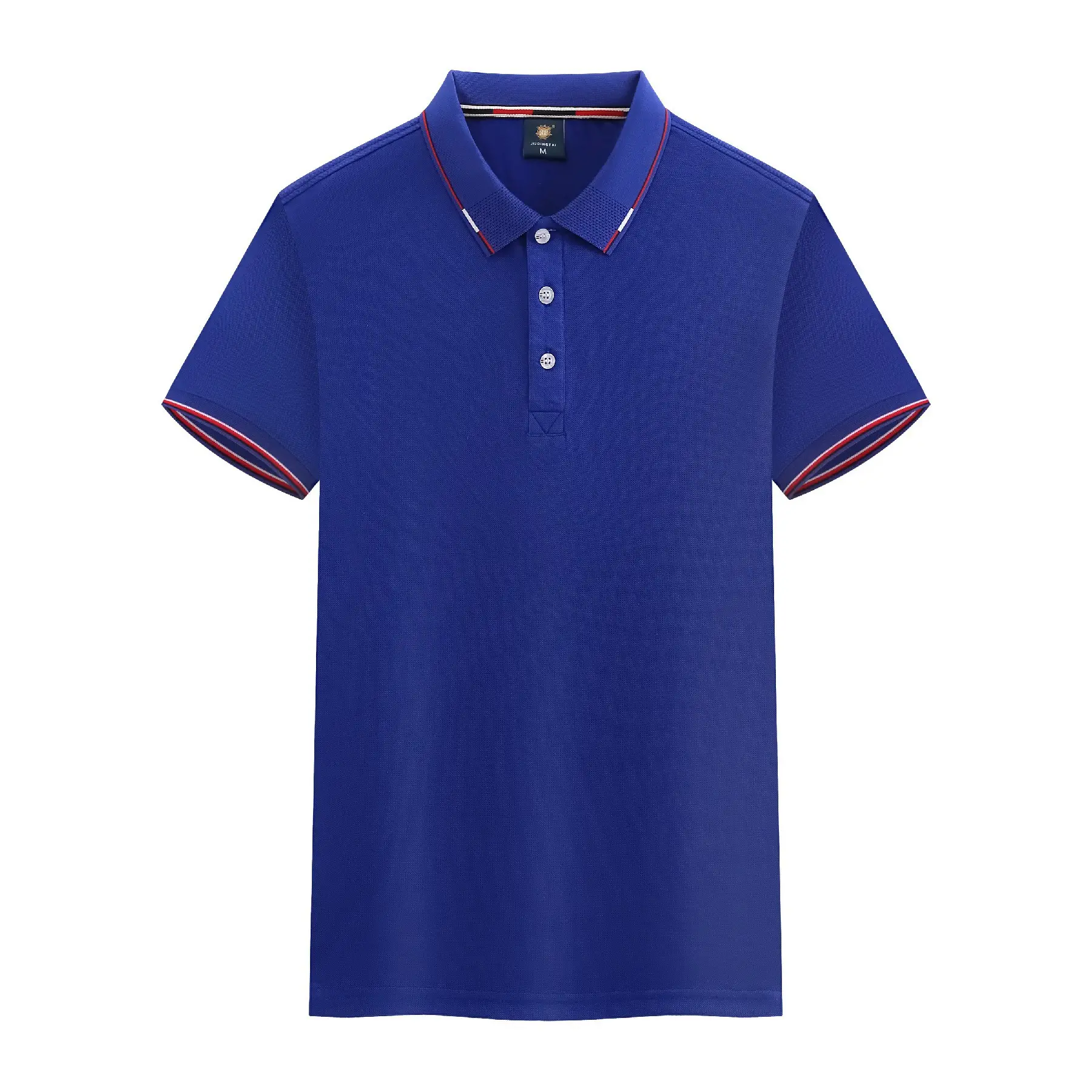 Work Blue Cotton Polo Shirt Summer Spot Print
