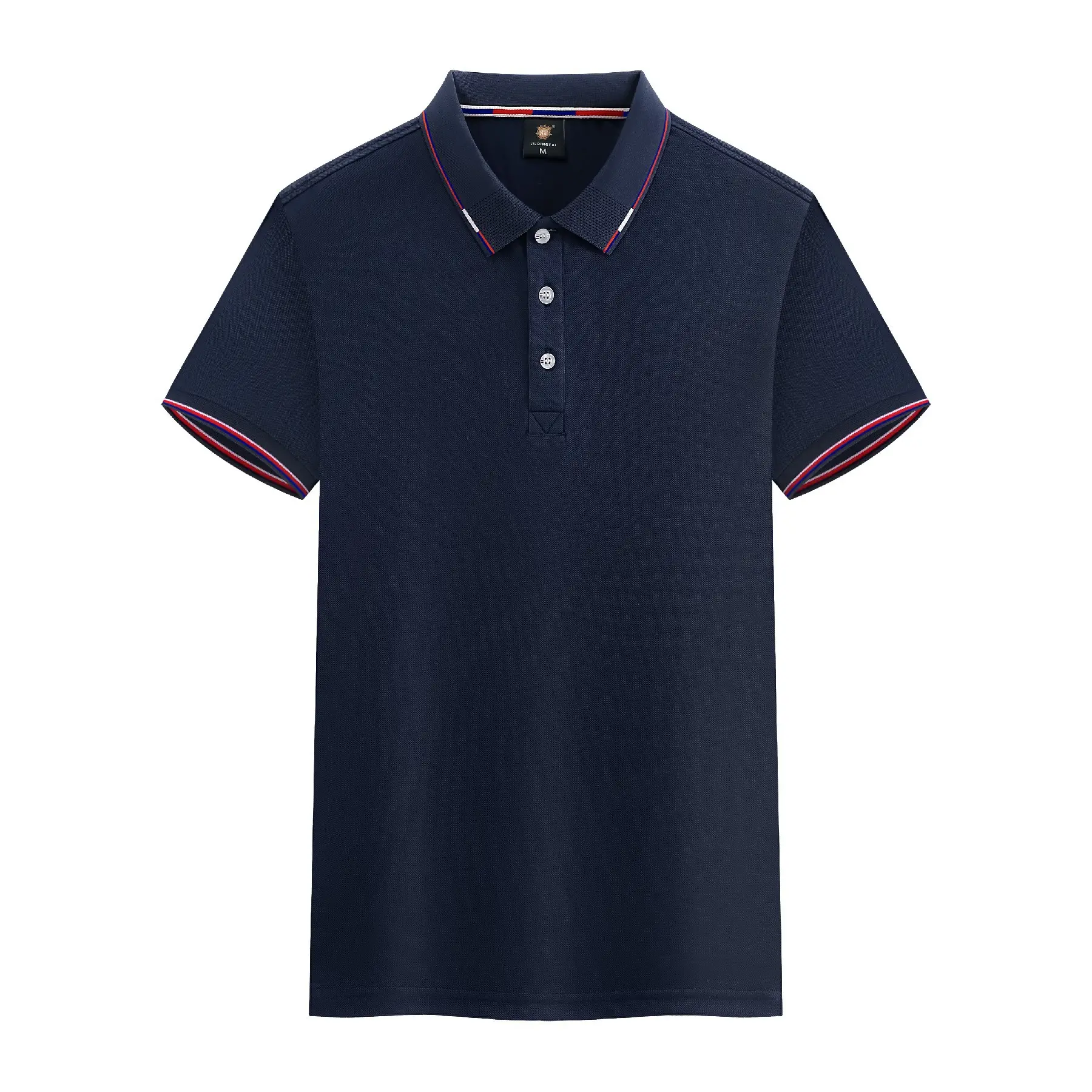 Work Blue Cotton Polo Shirt Summer Spot Print