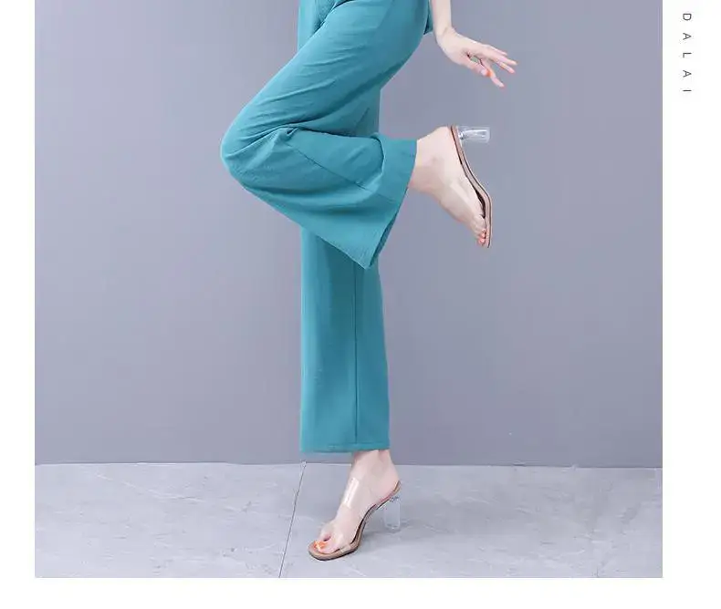 Women's Teal Button Front 2-Piece Summer Suit — feature 12