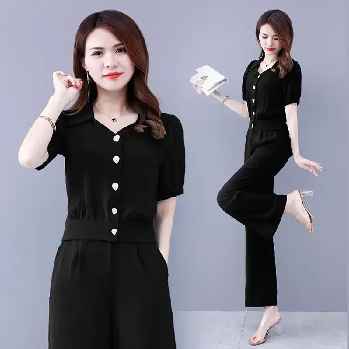 Women's Teal Button Front 2-Piece Summer Suit