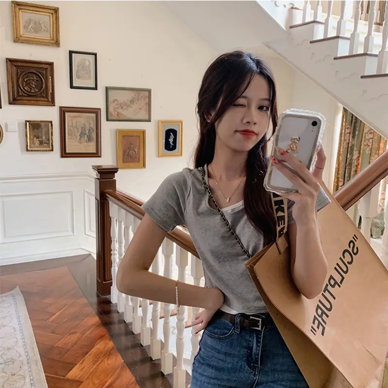 Women Blue Short Sleeve T-Shirt 2026 Summer — feature 16