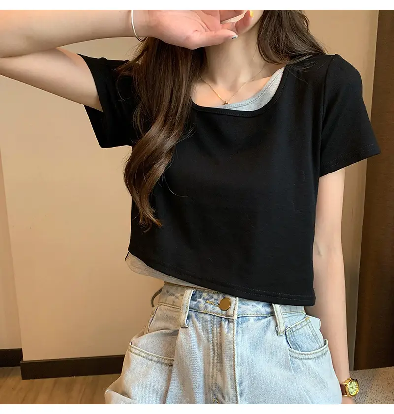 Women Blue Short Sleeve T-Shirt 2026 Summer — feature 24