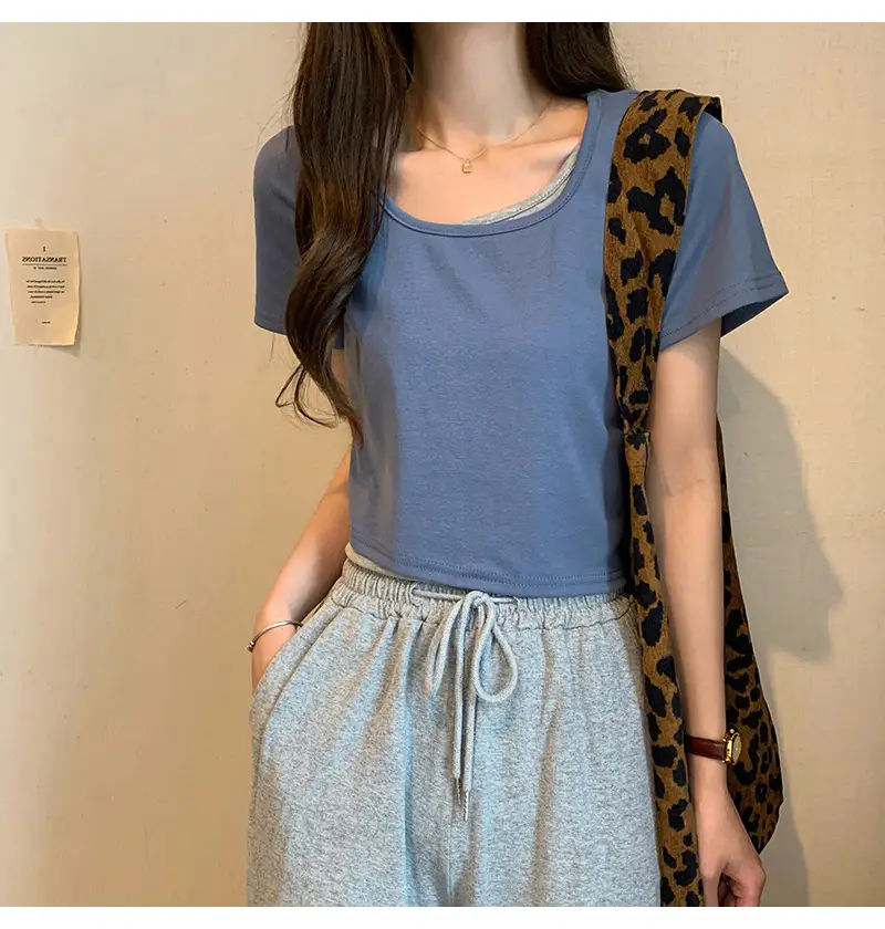Women Blue Short Sleeve T-Shirt 2026 Summer — feature 26