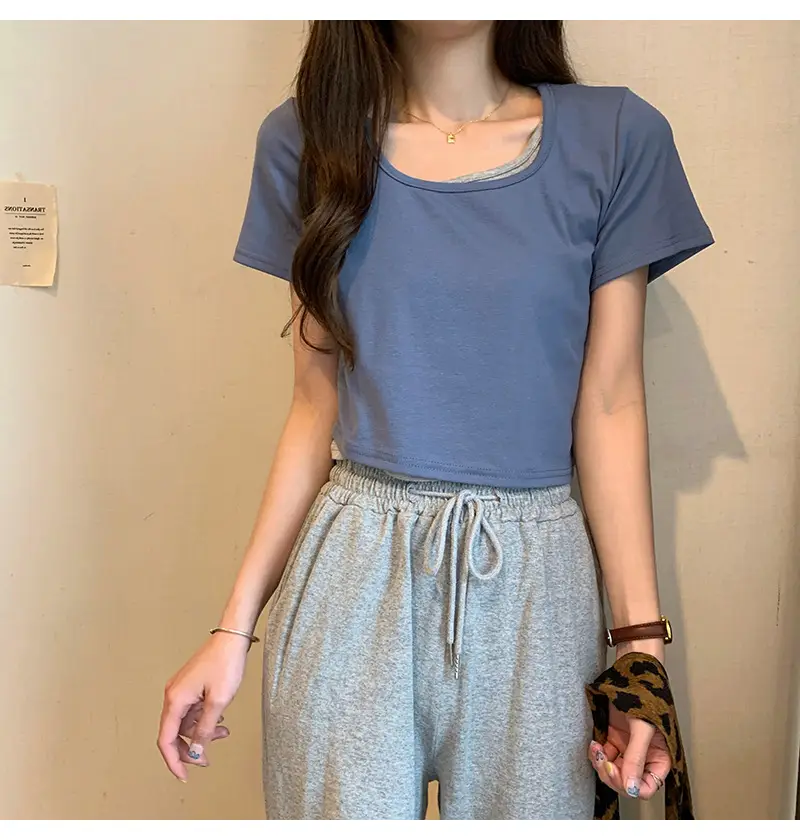 Women Blue Short Sleeve T-Shirt 2026 Summer — feature 27