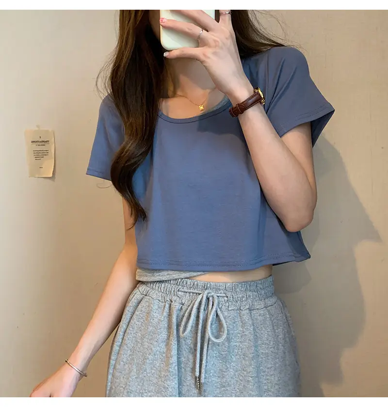 Women Blue Short Sleeve T-Shirt 2026 Summer — feature 28