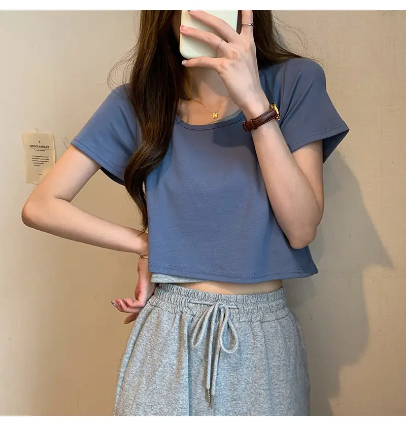 Women Blue Short Sleeve T-Shirt 2026 Summer — feature 29
