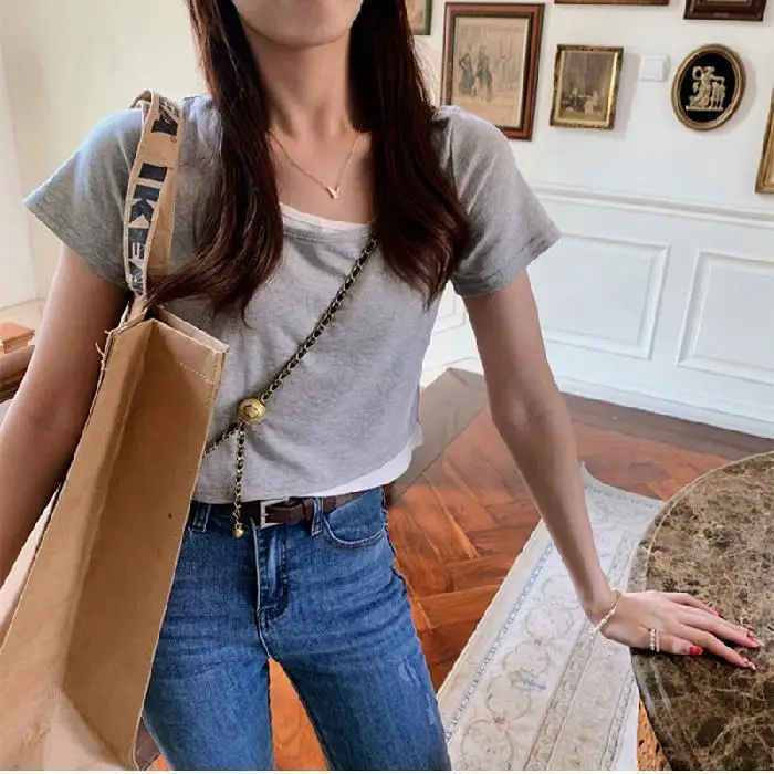 Women Blue Short Sleeve T-Shirt 2026 Summer - Image 2