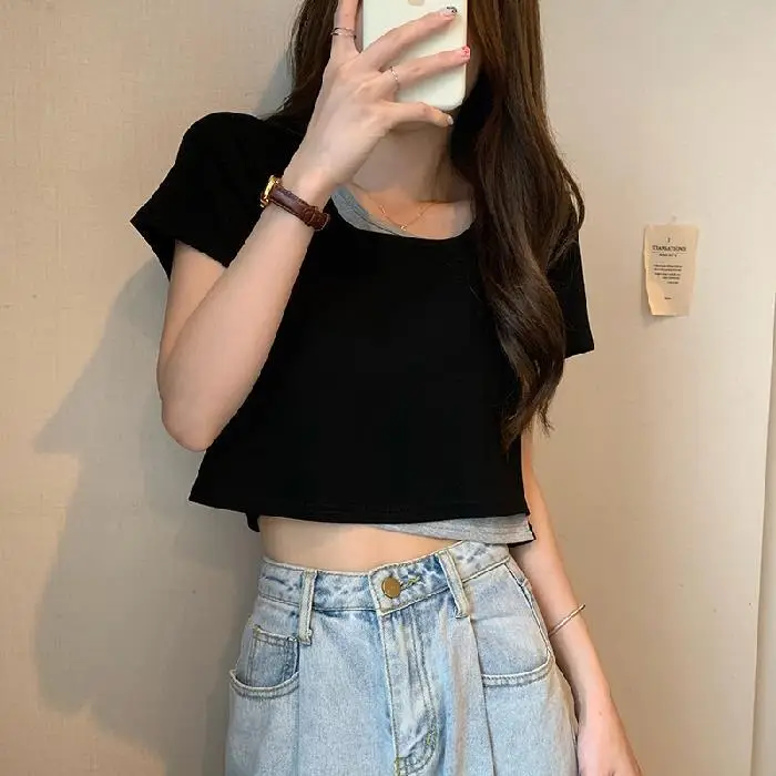 Women Blue Short Sleeve T-Shirt 2026 Summer - Image 4