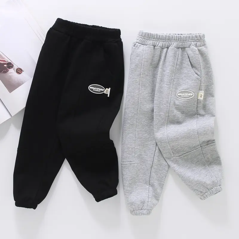 Boys' Black Cotton Casual Pants for Kids Spring Autumn 2023 - Image 4