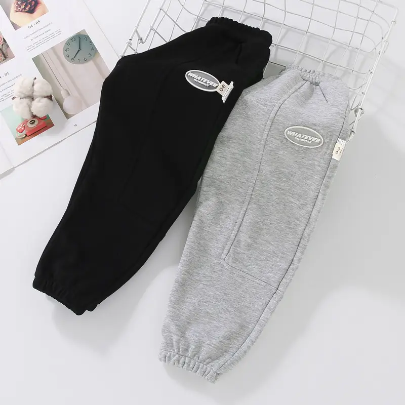 Boys' Black Cotton Casual Pants for Kids Spring Autumn 2023 - Image 5