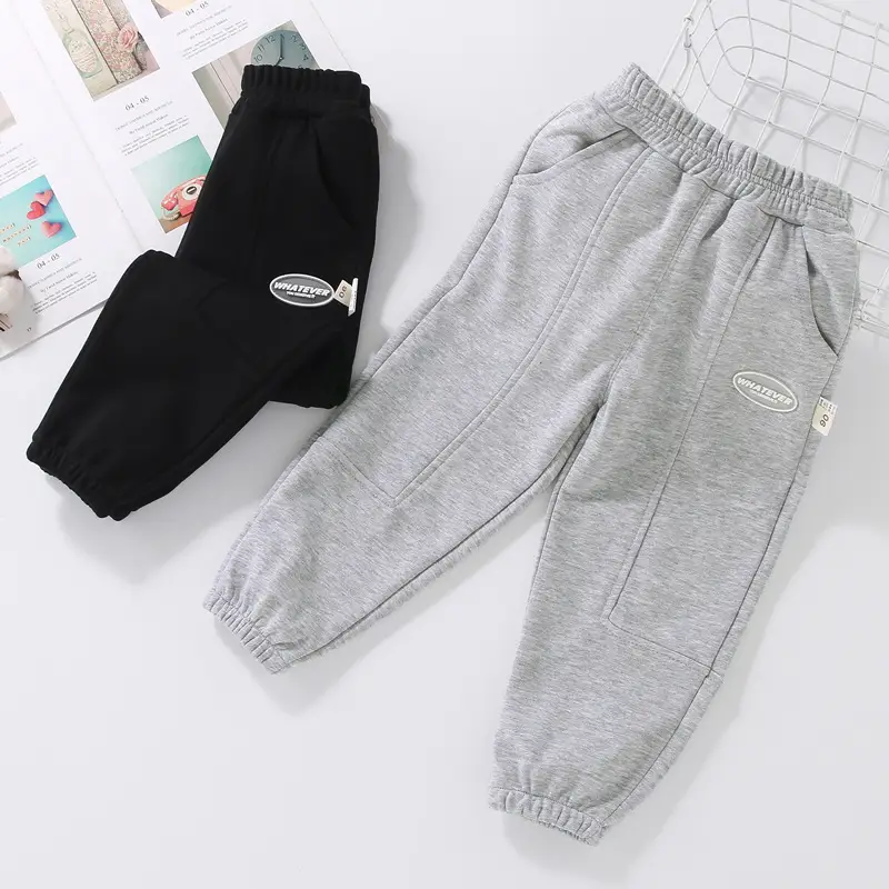 Boys' Black Cotton Casual Pants for Kids Spring Autumn 2023 - Image 6