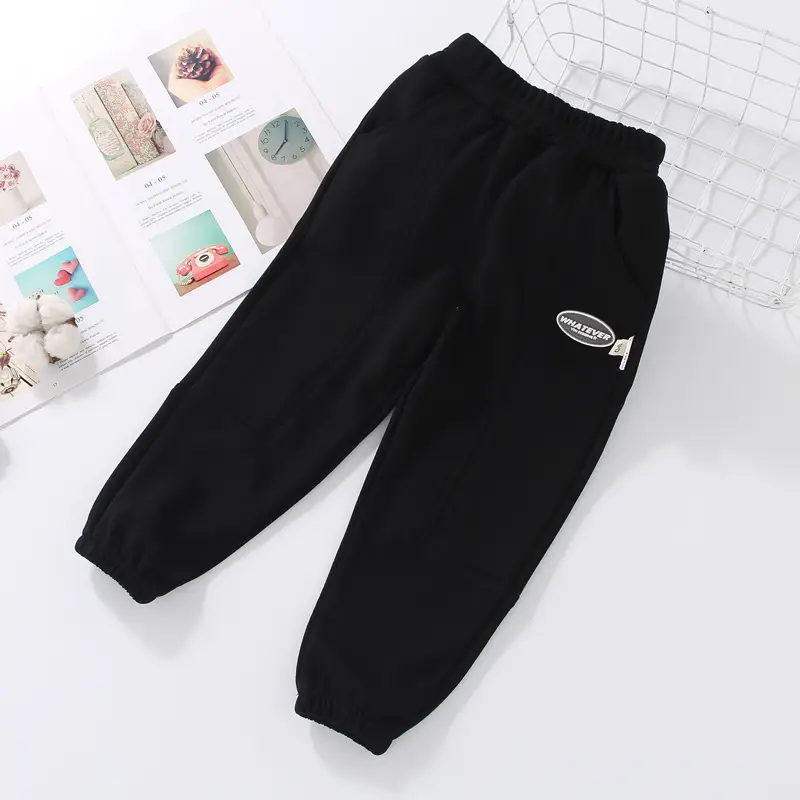 Boys' Black Cotton Casual Pants for Kids Spring Autumn 2023 - Image 2
