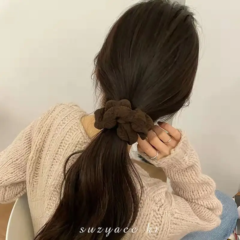Large Cream Pleated Hair Ring for Women - Image 12