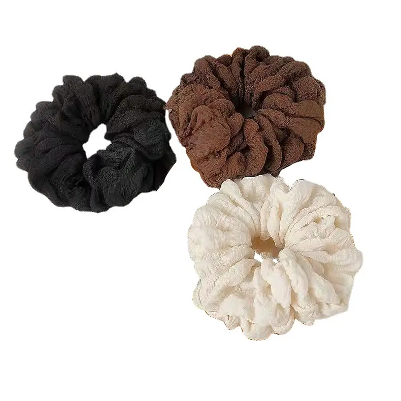 Large Cream Pleated Hair Ring for Women - Image 13