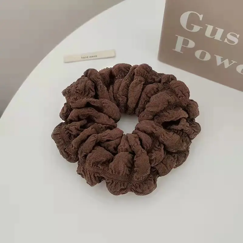 Large Cream Pleated Hair Ring for Women - Image 3