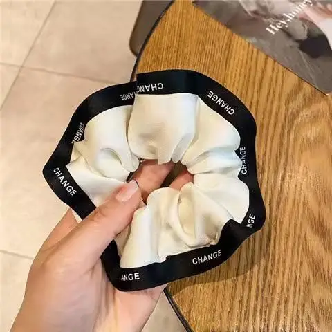 Large Cream Pleated Hair Ring for Women - Image 6