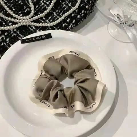 Large Cream Pleated Hair Ring for Women - Image 8