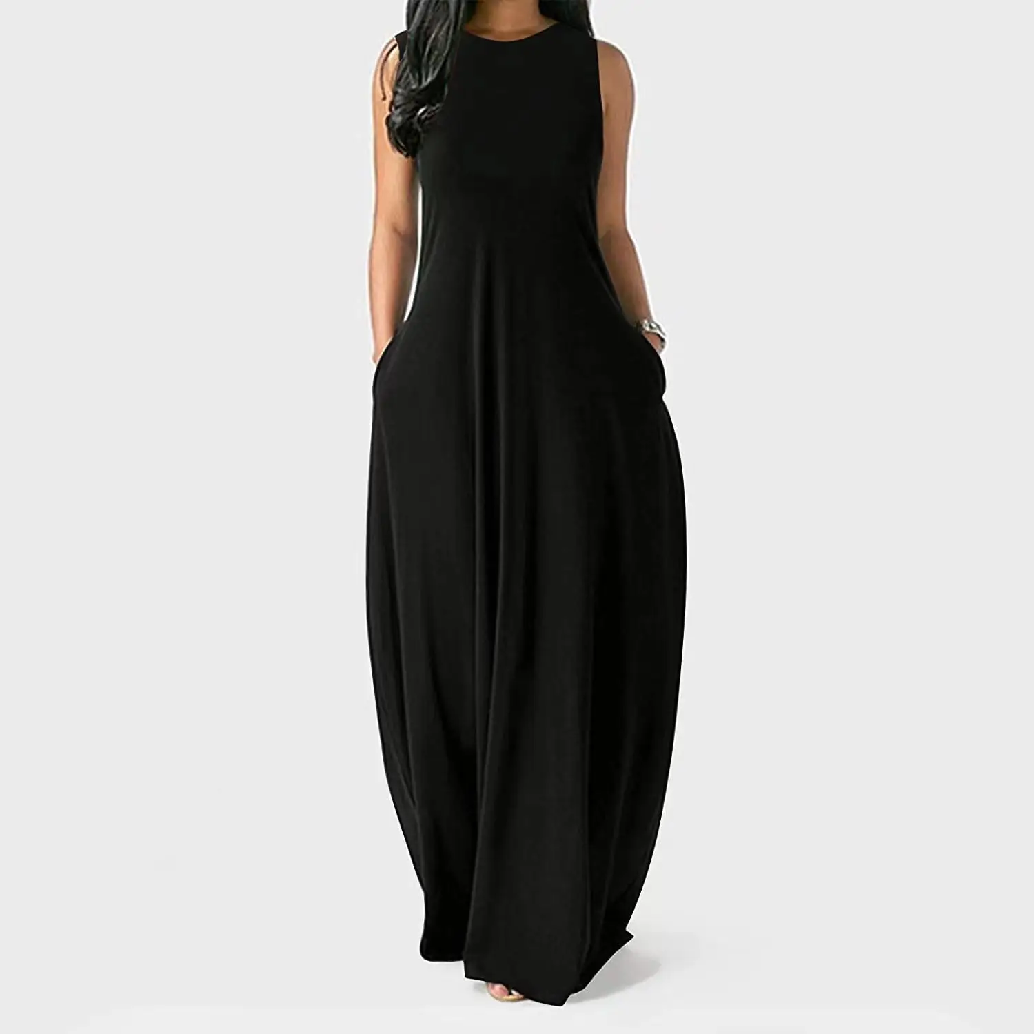 Black Round Neck Vest Vest Dress 2022 Summer