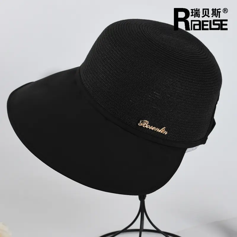 Women Linen Sun Hat Beige UV Protection - Image 3
