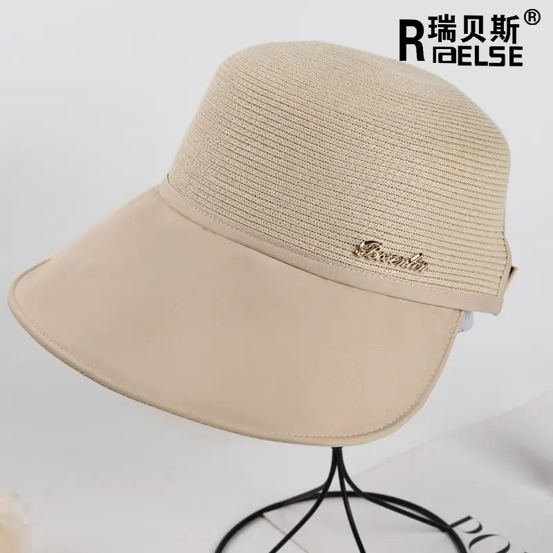 Women Linen Sun Hat Beige UV Protection - Image 6