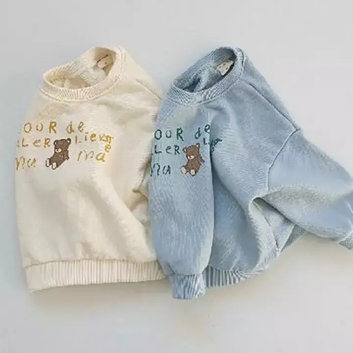 Baby Bear Letter Swoosh T-Shirt Grey Blue Spring Coat - Image 4
