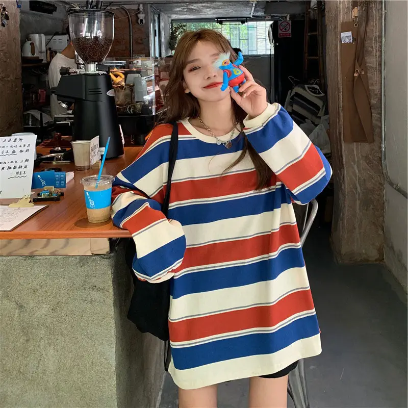Women Striped T-Shirt Long Sleeve 2025 New Spring Autumn - Image 4