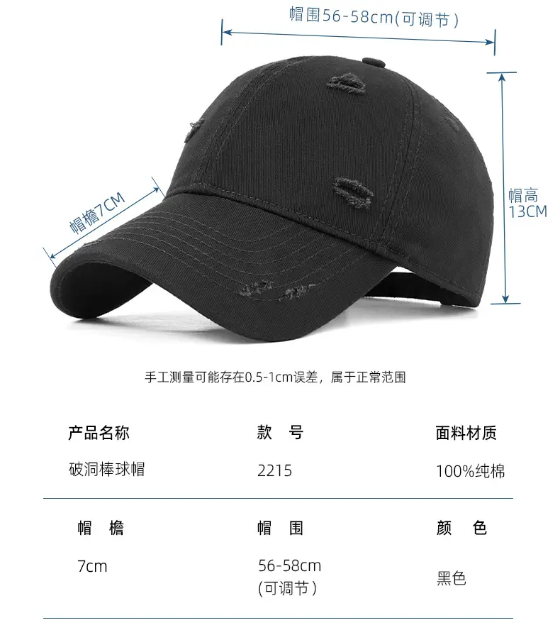 2025 Black Wash Baseball Cap for Men Women — feature 10