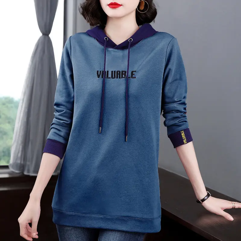Women's Hooded Hoodie Purple Hooded Sweatshirt Long Sleeve - Image 7