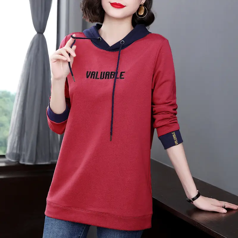Women's Hooded Hoodie Purple Hooded Sweatshirt Long Sleeve - Image 8