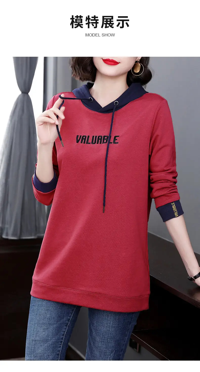 Women's Hooded Hoodie Purple Hooded Sweatshirt Long Sleeve — feature 11