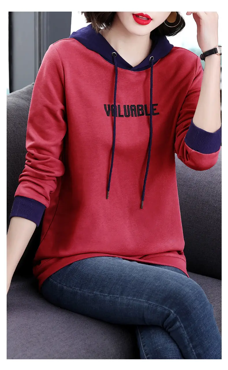Women's Hooded Hoodie Purple Hooded Sweatshirt Long Sleeve — feature 13