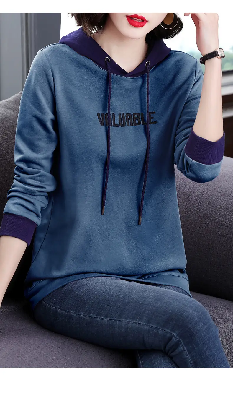 Women's Hooded Hoodie Purple Hooded Sweatshirt Long Sleeve — feature 19